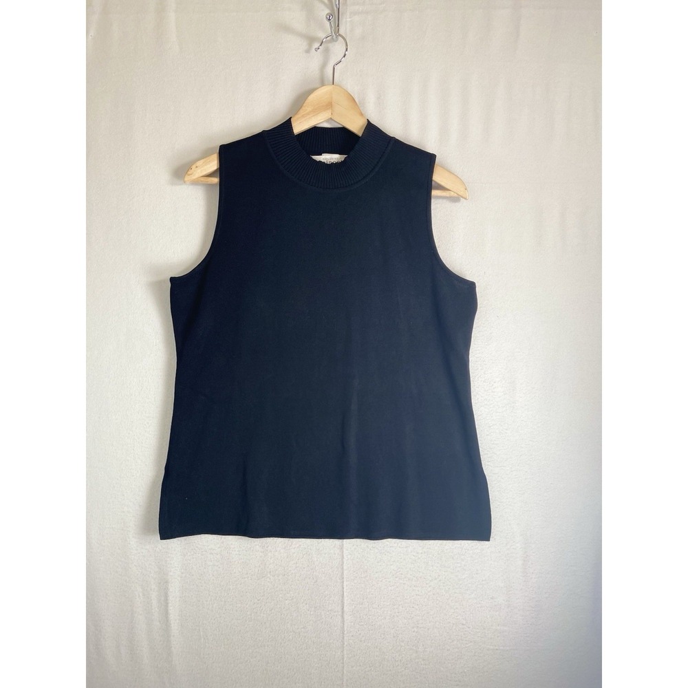 Exclusively Misook Tank Top Women L Sleeveless Knit Mock Neck Stretch Minimalist